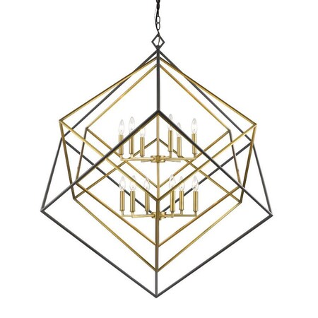 Z-Lite Euclid 12 Light Chandelier, Olde Brass + Bronze 457-12OBR-BRZ